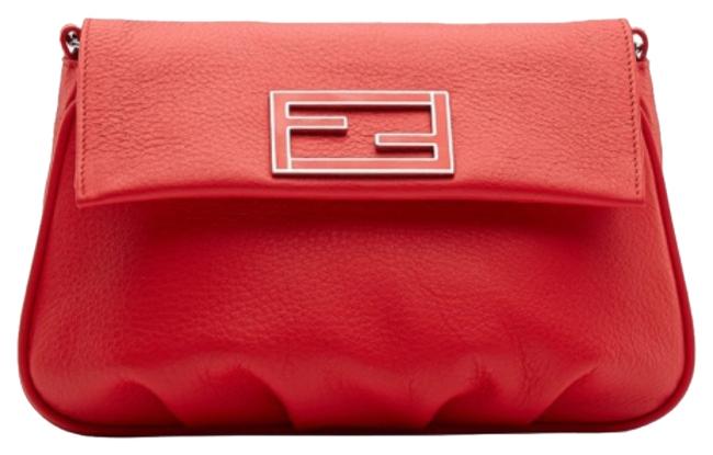 Fendi Fendisha Red Calf Leather Shoulder Bag 