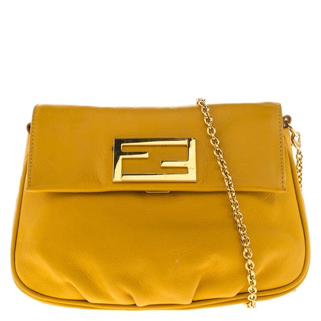 Fendi Fendista Chain Yellow Leather Shoulder Bag 