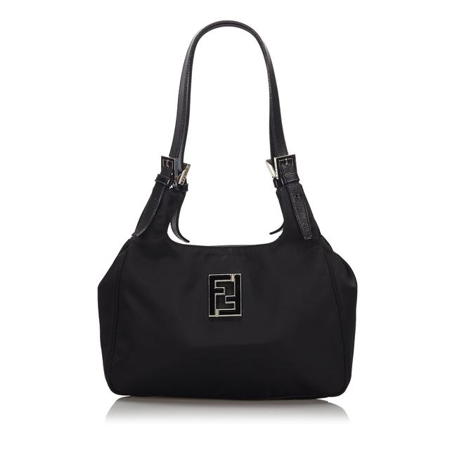 Fendi Ff Logo 239754 Black Nylon Shoulder Bag 