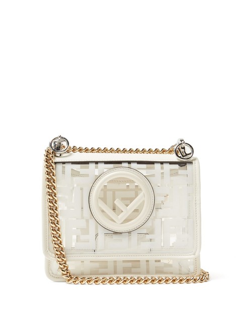 Fendi Ff Logo Kan I Pvc Mini White Shoulder Bag 