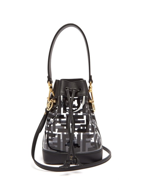 Fendi Bucket Ff Logo Mon Tresor Mini Black Clear Shoulder Bag 