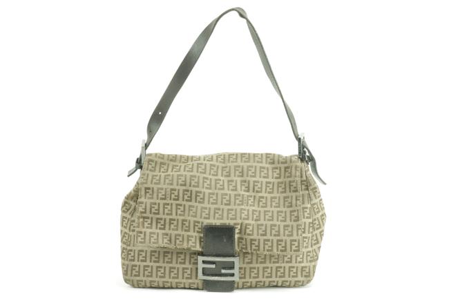 Fendi Ff Mama Forever Baguette 27fk0123 Brown Canvas Shoulder Bag 