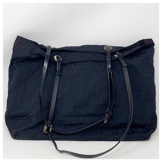 Fendi Ff Monogram Black Canvas Shoulder Bag 