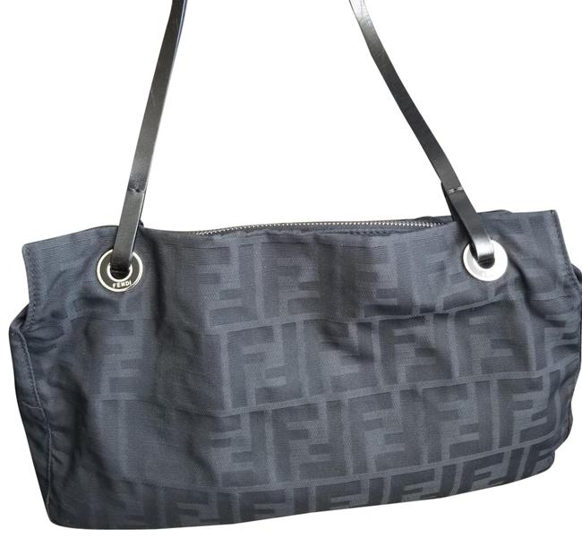 Fendi Ff Monogram Black Nylon Shoulder Bag 