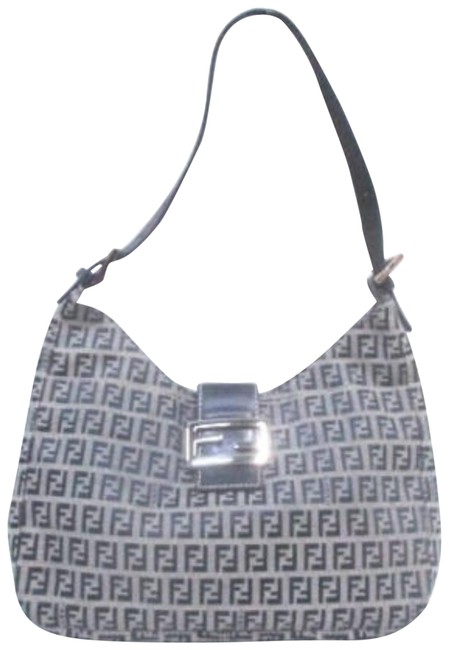 Fendi Hobo Ff Zucca Buckle Logo 228052 Navy Coated Canvas Shoulder Bag 