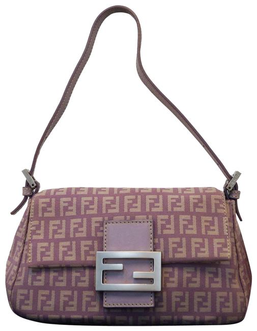 Fendi Ff Zucchino Lilac Lavender Baguette Shoulder Bag 