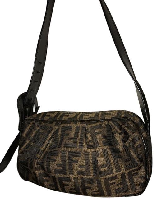 Fendi Fi B 85364 Brown Monogram Cloth Shoulder Bag 