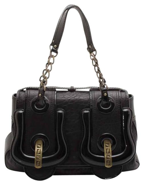 Fendi Flap B Black Leather Shoulder Bag 