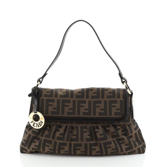 Fendi Flap Chef Zucca Small Brown Canvas Shoulder Bag 
