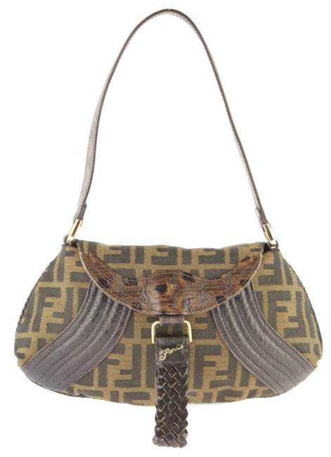 Fendi Flap Tobacco Zucca Canvas Shoulder Bag 