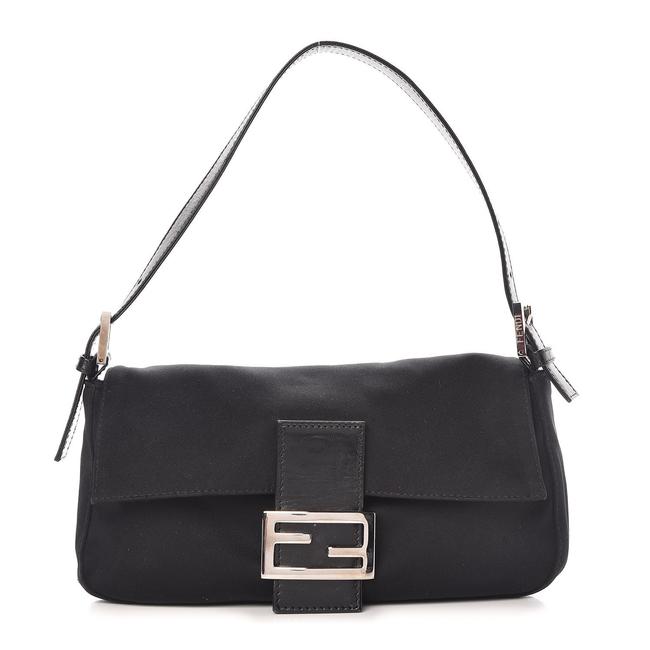 Fendi Foever Ff Baguette 239755 Black Neoprene Shoulder Bag 