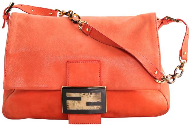 Fendi Forever Mama Orange Calfskin Leather Shoulder Bag 