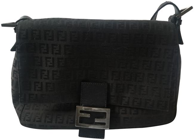 Fendi Forever Mama Zucchino Black Canvas Shoulder Bag 