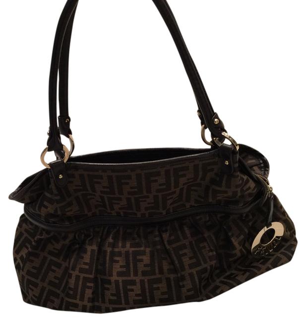 Fendi Giant Chef Monogrammed Black Brown Shoulder Bag 