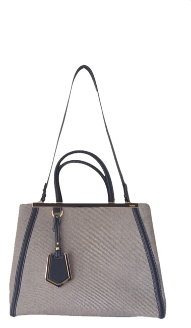 Fendi Gray and Black Canvas Leather Shoulder Bag 
