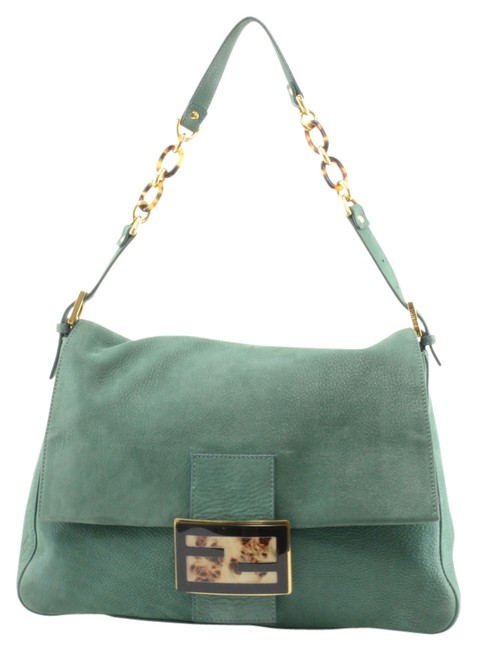 Fendi Green Leather Shoulder Bag 
