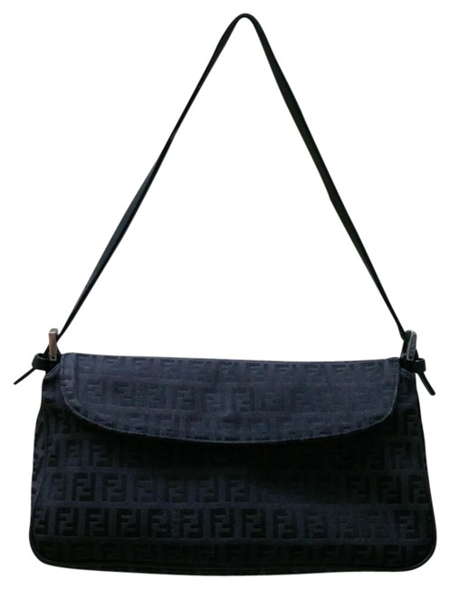 Fendi Handbag Black Canvas Shoulder Bag 