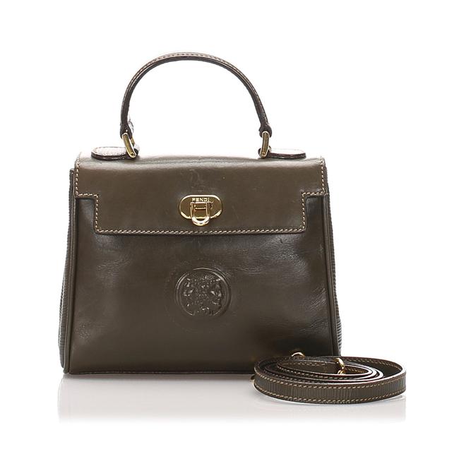 Fendi Handbag Green Leather Shoulder Bag 