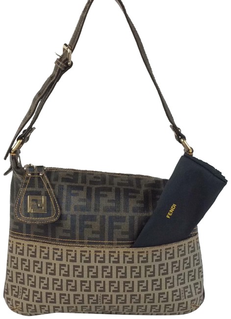 Fendi Hobo Brown Coated Canvas Shoulder Bag 