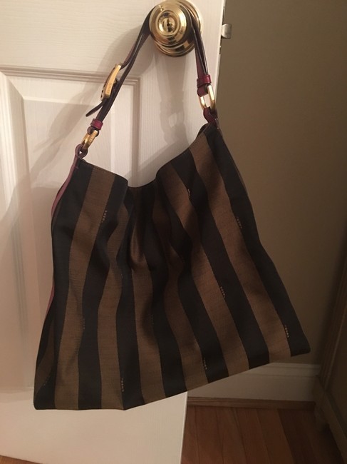 Fendi Hobo Hobo Shoulder Tobacco and Cherry Vinyl Shoulder Bag 