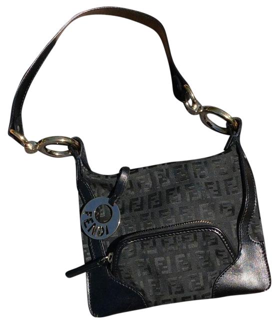 Fendi L Hold For Deborah Black Canvas Shoulder Bag 