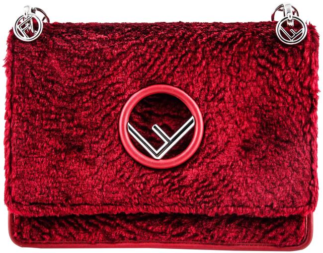 Fendi I Red Velvet Shoulder Bag 