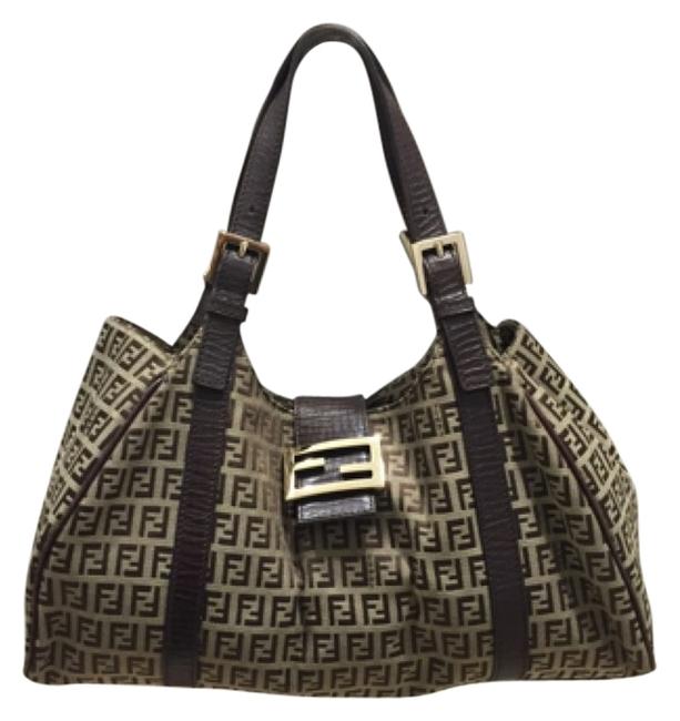 Fendi In The Famous Monogram Zucchino Jacquard Brown Canvas Shoulder Bag 