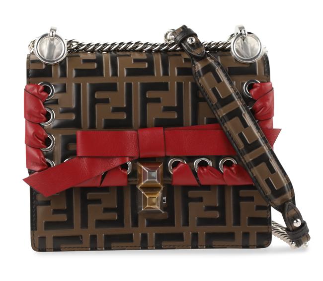 Fendi Kan I Brown Calfskin Leather Shoulder Bag 