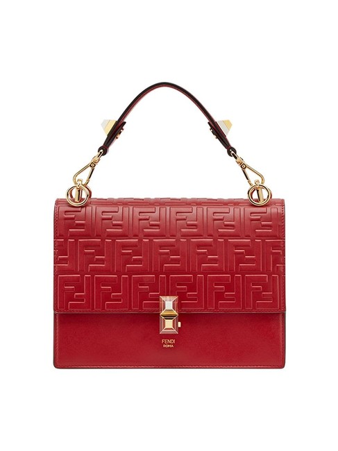 Fendi Kan I Red Leather Shoulder Bag 