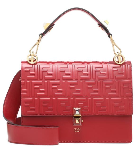 Fendi Kan I Medium Red Leather Shoulder Bag 