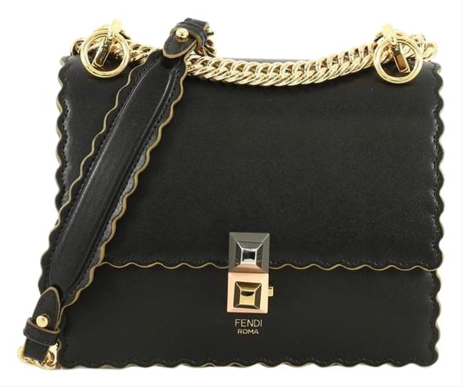 Fendi Kan Small Black Leather Shoulder Bag 