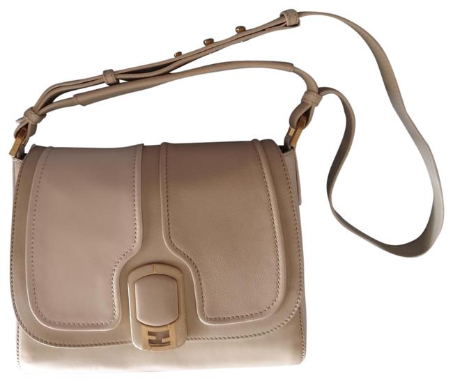 Fendi Kid Beige and Ivory Colorblock Natural Kidskin Leather Shoulder Bag 