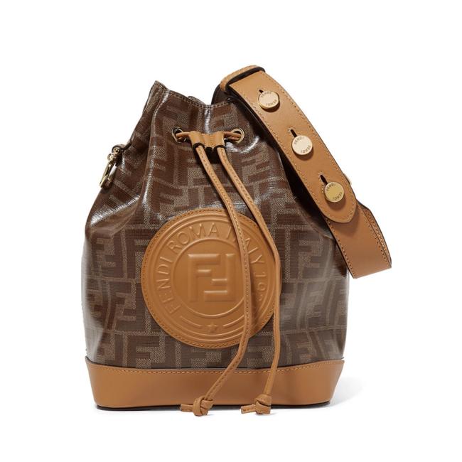 Fendi Bucket Large Mon Tresor Logo Printed Shoulder Bag 