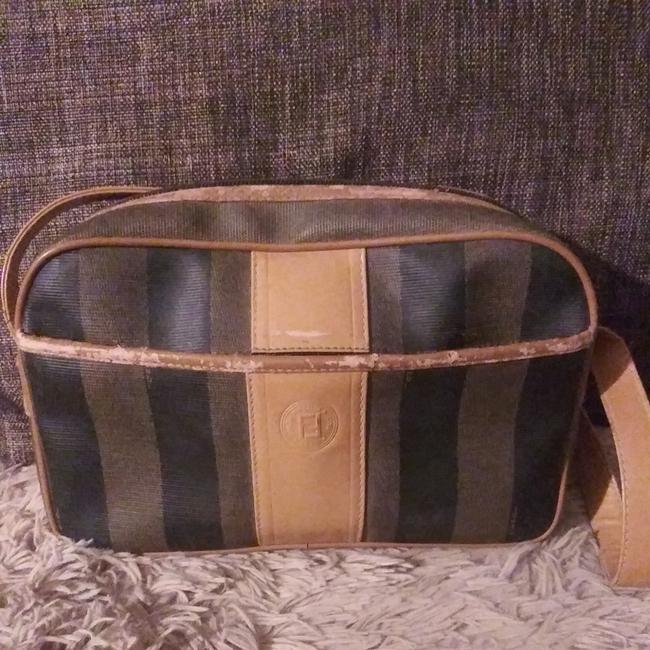 Fendi Large Pequin Black Multi Coated Canvas Shoulder Bag 