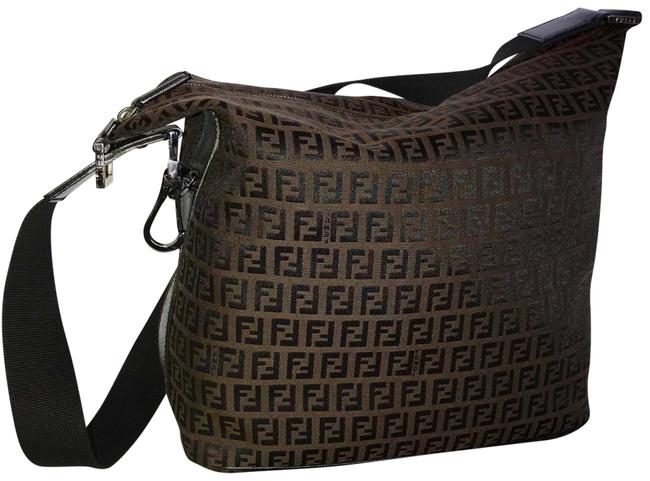 Fendi Large Zucchino Brown Canvas Shoulder Bag 