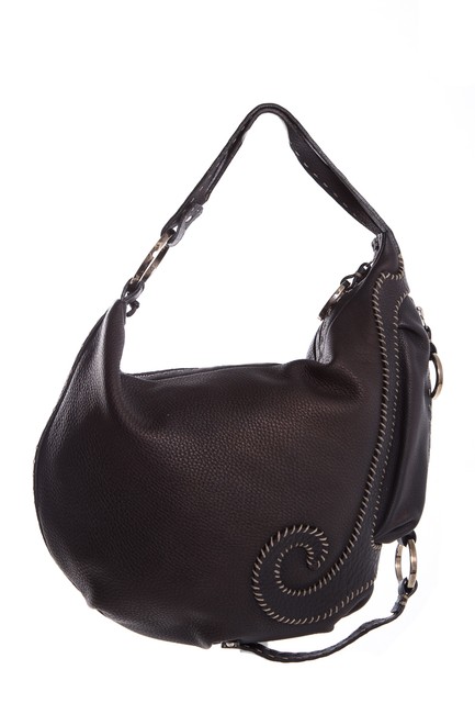 Fendi Leather Embellished Oyster Black Shoulder Bag 