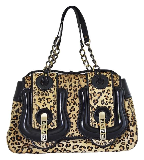 Fendi Leopard Print Pony Hair Leather and Shoulder Bag 