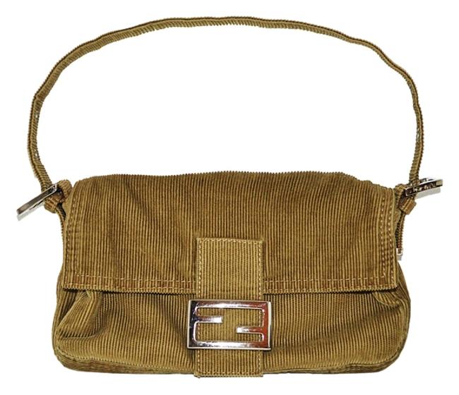 Fendi Ligth Brown Corduroy Shoulder Bag 