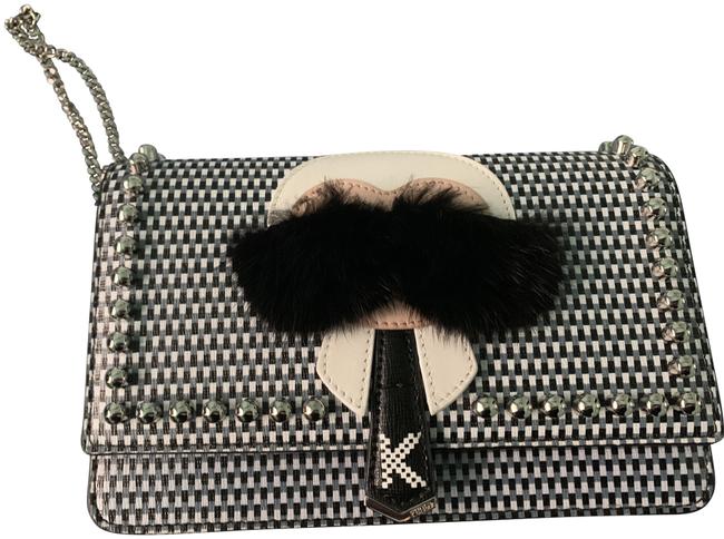 Fendi Limited Edition Karlito Houndstooth Mink Fur Shoulder Bag 