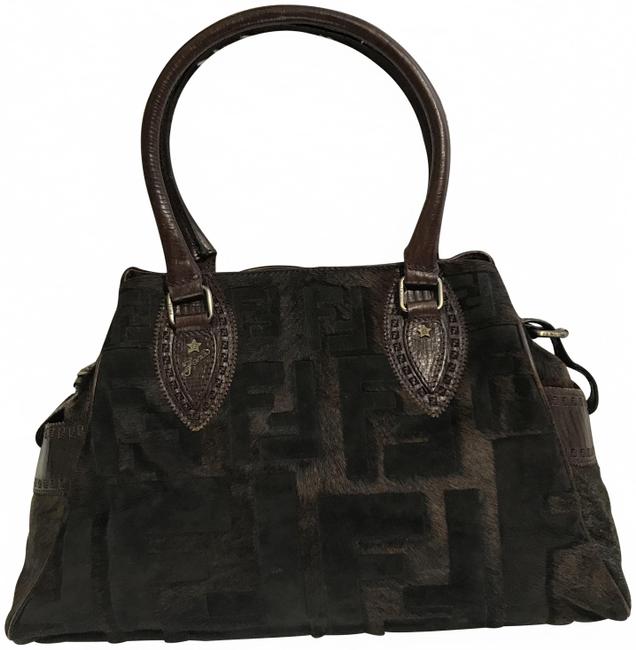 Fendi Logo Brown Horse Hair Shoulder Bag 