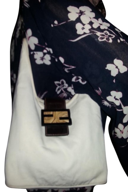 Fendi Clutch Logo Hand Ivory Canvas Shoulder Bag 