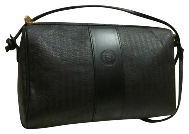 Fendi Loved Regimental Stripes Gem Black Shoulder Bag 