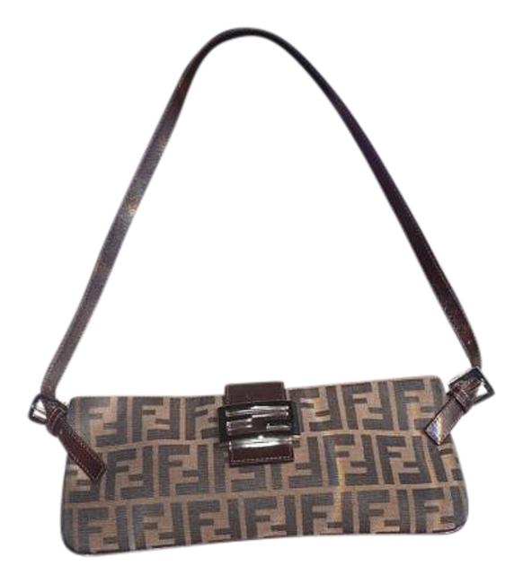 Fendi Lovely Brown Zucca Pattern Canvas Shoulder Bag 