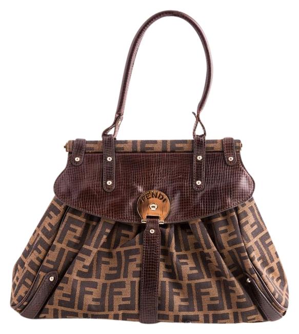 Fendi Magic Brown Zucca Canvas Shoulder Bag 