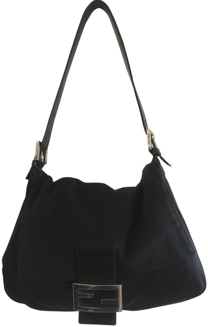 Fendi Mama Baguette Black Leather and Nylon Shoulder Bag 