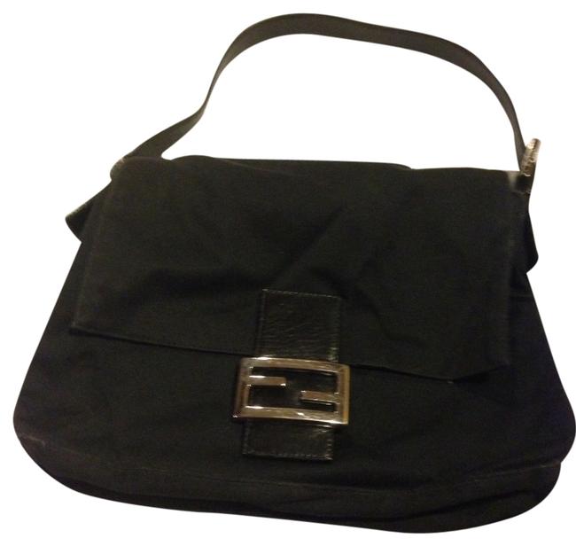 Fendi Mama Baguette Black Nylon Shoulder Bag 