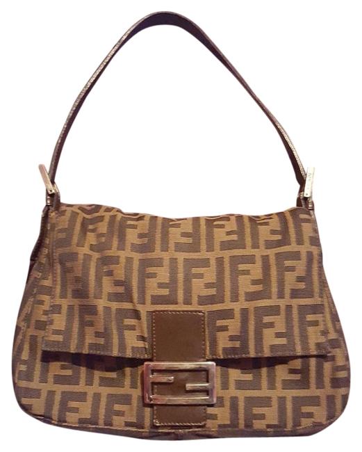 Fendi Mama Black Brown Fabric Shoulder Bag 