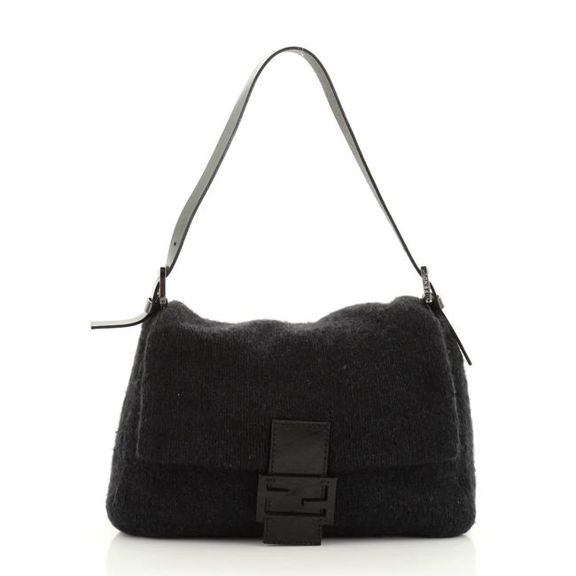 Fendi Mama Forever Black Wool Shoulder Bag 