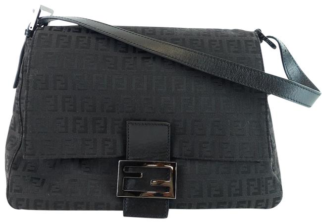 Fendi Mama Forever Zucchino Black Canvas Shoulder Bag 