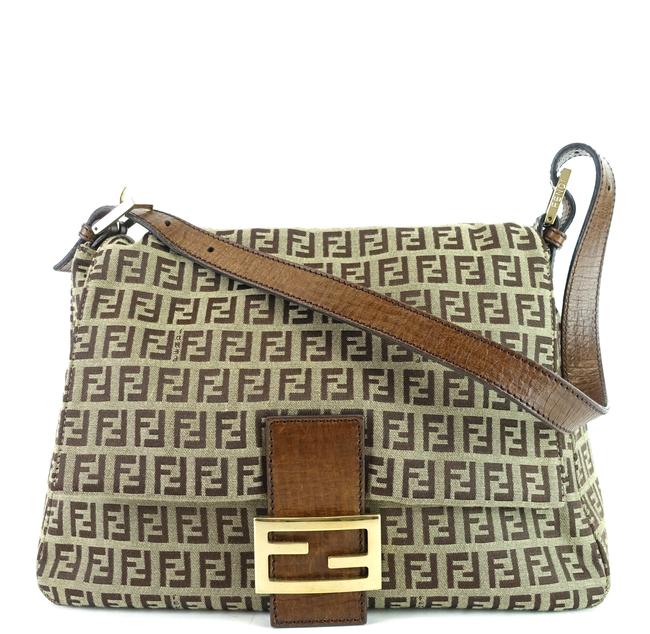 Fendi Mama Forever Zucchino Brown Canvas Shoulder Bag 